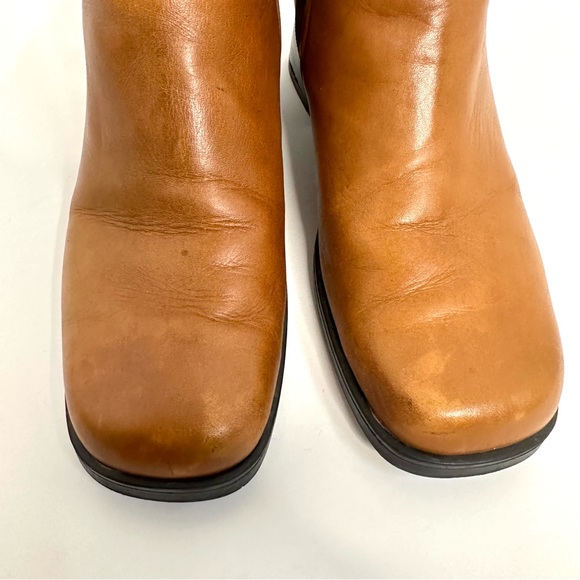 Vintage Santana Canada Waterproof Leather Camel Tan Chunky Square Toe Zip Boots - Picture 8 of 12